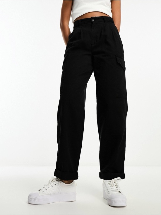 Carhartt Pants - Carhartt WIP Collins Black High-Waist Baggy Cargo Pants Casual Streetwear 27